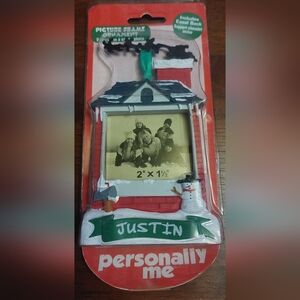Justin Christmas Picture Frame Ornament